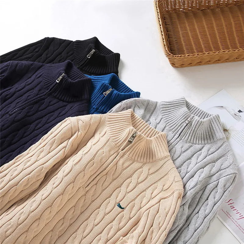 James | Classic Cable Knit Quarter-Zip Sweater for mens