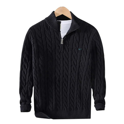 James | Classic Cable Knit Quarter-Zip Sweater for mens