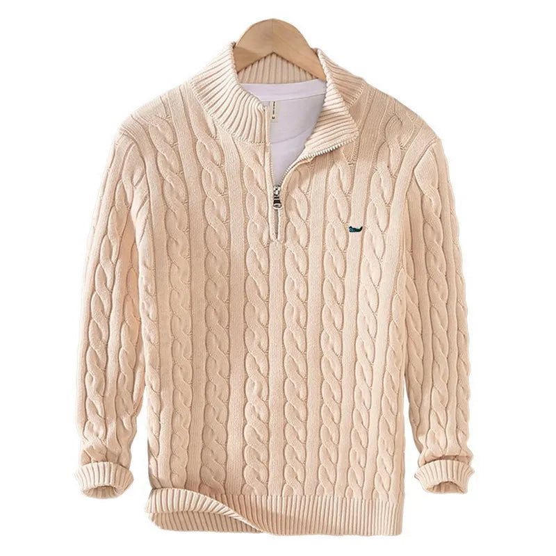 James | Classic Cable Knit Quarter-Zip Sweater for mens