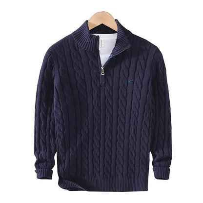 James | Classic Cable Knit Quarter-Zip Sweater for mens